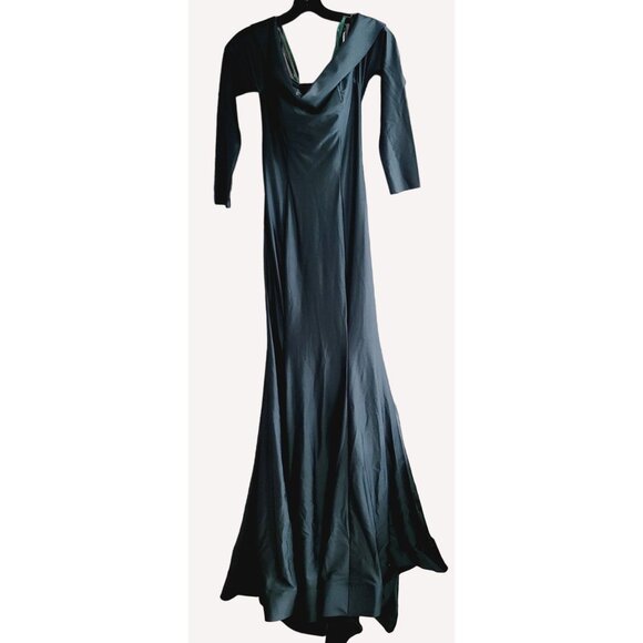 Amelia Couture 380 Off-Shoulder Gown Emerald Green Sz 6 Evening Bodycon Dress - Picture 1 of 10